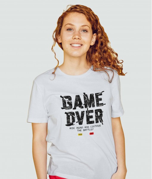 Дамска тениска с щампа Текст и надписи GAME OVER YES or NO